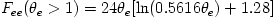 F_{ee}(\theta_e>1) = 24 \theta_e [\ln(0.5616 \theta_e) + 1.28]