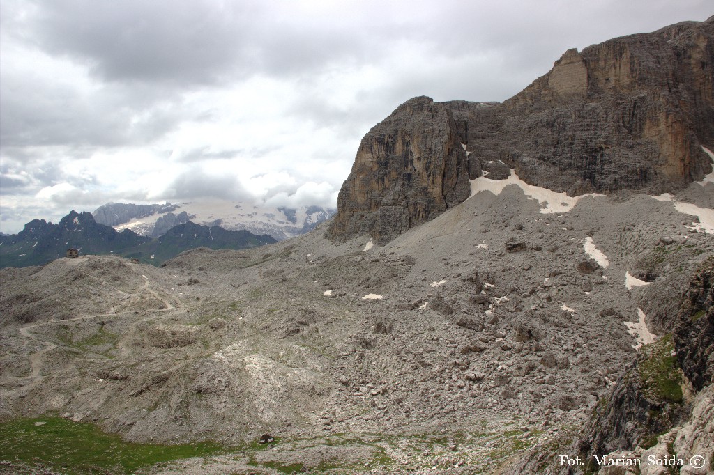 Scronisko Kostner, Marmolada, ściany Piz Boe z Vallon