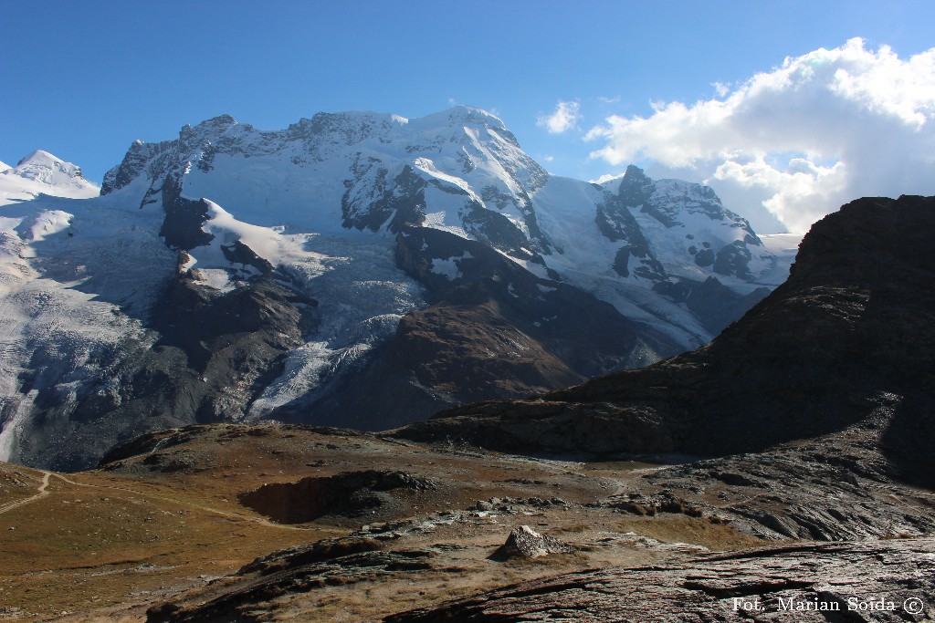 Panorama z Rotenboden - Pollux, Breithorn, Klein Matterhorn