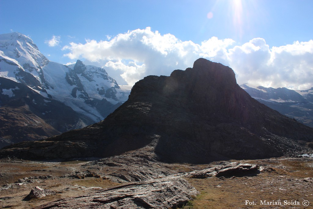 Panorama z Rotenboden - Breithorn, Klein Matterhorn, Riffelhorn