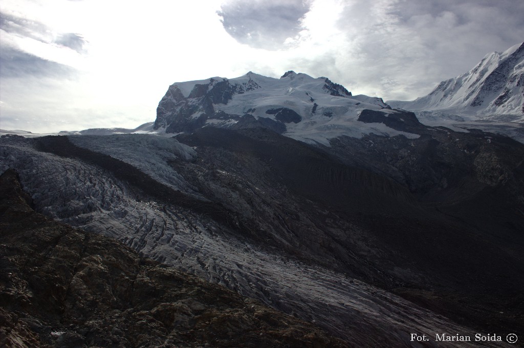 Gornergletscher i Monte Rosa spod Gornergrat