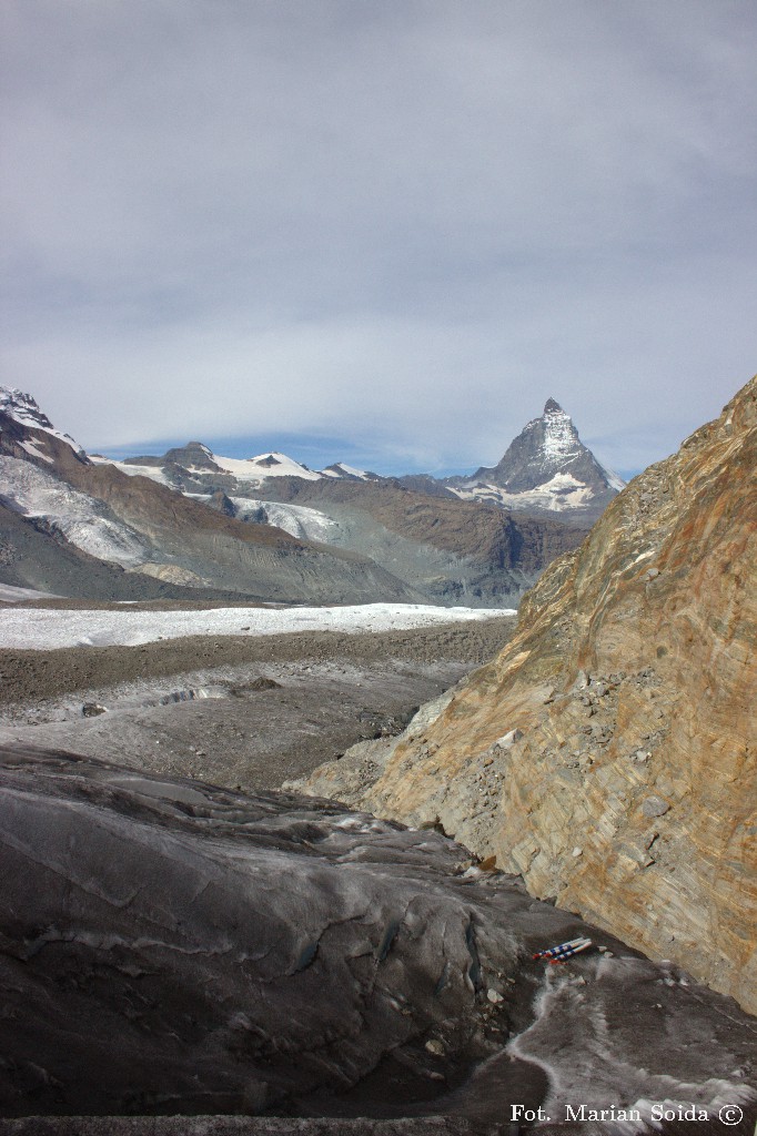 Gornergletscher i Matterhorn z lodowca Gorner