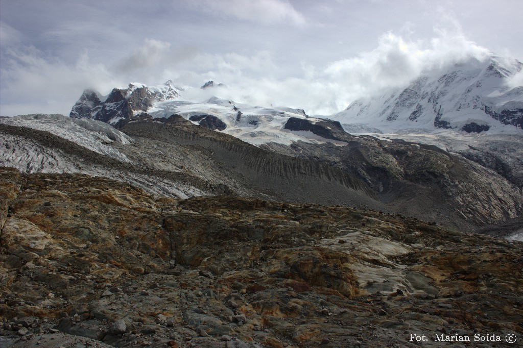 Gornergletscher, Monte Rosa, Liskamm spod Gornergrat